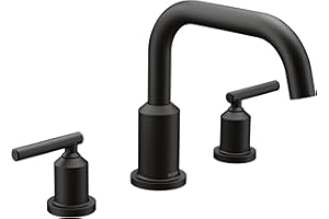 Moen Gibson Matte BlackTwo-Handle Deck Mounted Modern Roman Tub Faucet, Valve Required, T961BL