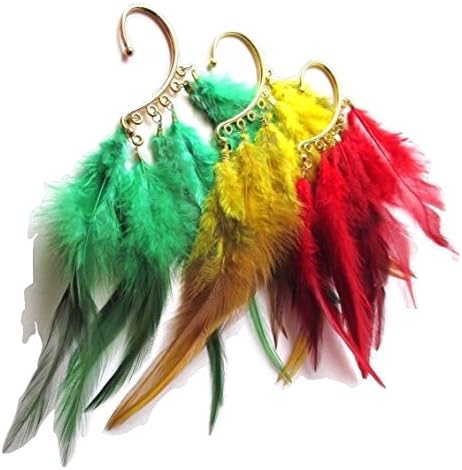 Modern Fashion Rasta Reggae Feather Ear Cuff - Earring - Hair Accessory - New