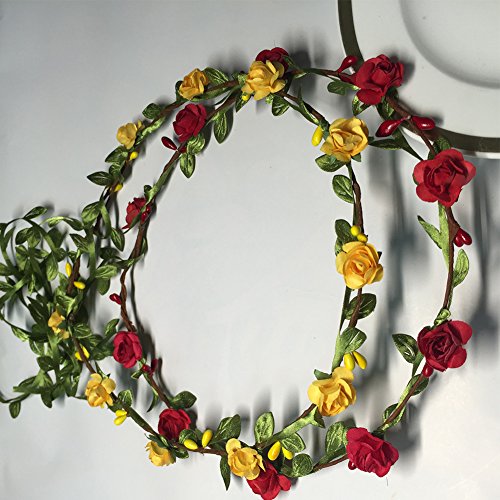 Freedi 10Pcs Women Flower Wreath Headband Boho Crown Tiaras Festival Wedding Beach Hair Wreath Party Decor Hairband