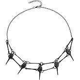 YWMAN Goth Raven Skull Necklace, Black Metal Bird Skull Choker, Gothic Jewelry for Women Men