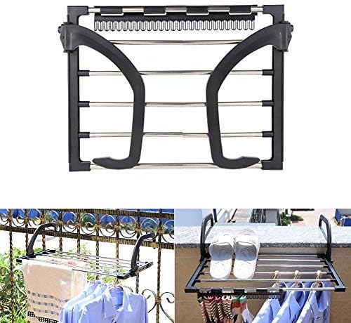 LYXMY Radiator Airer Folding Stainless Steel Hanging Drying Rack Towel Clothes Diaper Storage Shelf Shoe Rack for Window Laundry Balcony Windowsill