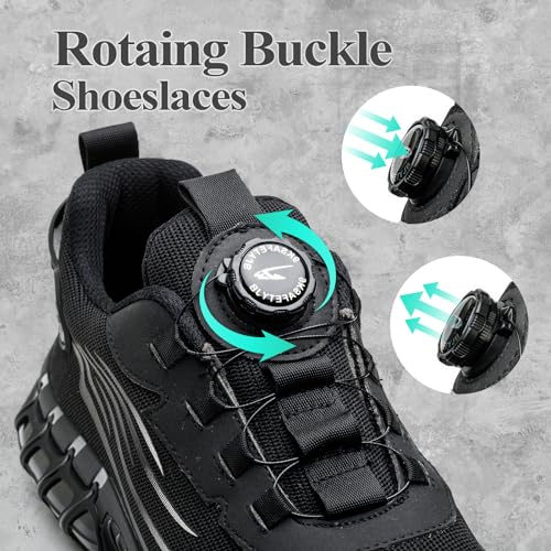 GemChve Safety Shoes Men Women Lightweight Breathable Sneakers Non-Slip Safety Shoes with Steel Toe Quick Adjustment of Laces 36-46 EU