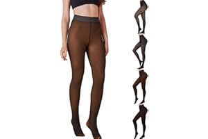 Curvebaby Butt Lifting Leggings for Women, Model One-Seam Translucent Fleece Lined Tights High Waist Thermal Legging