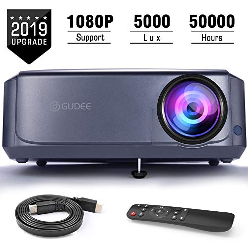 Projector, GuDee Upgrade Full HD Video Projector for Business PowerPoint Presentations, 1080P Home Movie Projector for Laptop, Smartphone, Fire TV Stick, PS4, HDMI, USB