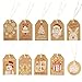 100 Pack Brown Kraft Paper Christmas Gift Tags， Xmas Brown Kraft Gift Tags with Jute Twine Baker Twine for DIY Xmas Holiday Present Wrap Stamp and Label Package Name Card