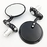 Motorcycle New 1 Inch Bar End Round Mirrors For Honda Kawasaki Suzuki Yamaha Ducati Black by SMT-MOTO