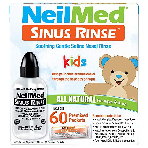 Neilmed's Sinus Rinse, Pediatric, Complete Saline Nasal Rinse Kit 60 Premixed Packets
