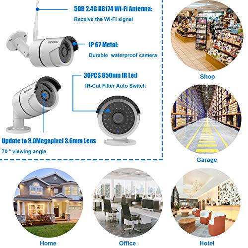 【8CH Expandable】 Home Security Camera System Wireless, OHWOAI 8 Channel 1080P Surveillance DVR Recorder with 1TB Hard Drive, 4Pcs 2.0MP 1080P Outdoor Wireless CCTV IP Cameras,Night Vision,Waterproof