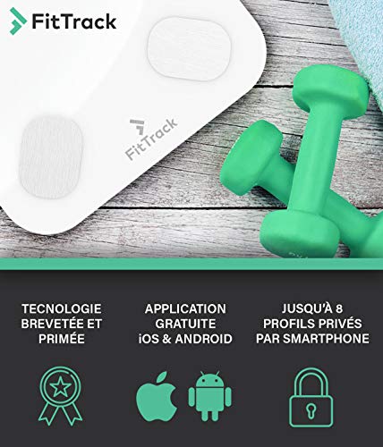 FitTrack Dara Smart BMI Digital Scale - Measure Weight and Body Fat - Most Accurate Bluetooth Glass Bathroom Scale