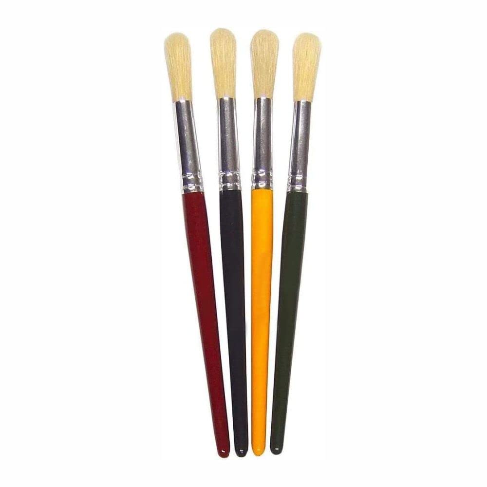 3 Ace Crafts 4 Chunky Paint Brushes Hog Short Round Tip Nylon Hair Brush for Acrylic Painting Brushes for Kids of Size 18 Paintbrush for Oil Painting, Art and Craft Brush for Artists and Beginners
