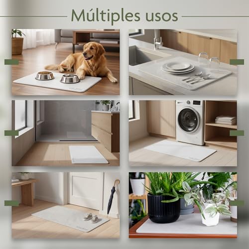 VELZAN Diatomite Bath Mat 60 x 40 cm – Non-Slip, Quick-Drying, Absorbent – Versatile for Bathroom, Kitchen and More. Stone Bath Mat.