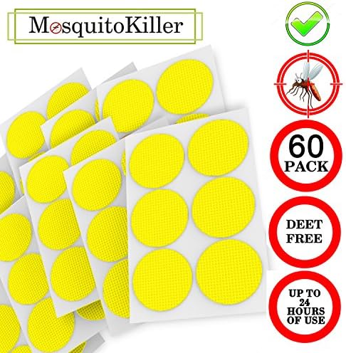 Greekones Company Mosquito Repellent Patch 3cm Resealable 60-Count Pack, 24-Hour Protection, Apply to Skin and Clothes,Man, Kid with Natural Components