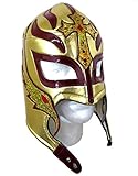 Rey Mysterio Lucha Libre Wrestling Mask (Pro-fit) Costume Wear -Gold Orange