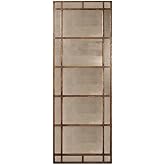 BOWERY HILL Contemporary Accent Mirror, 79.38" H x 28.5" W, Metal Frame, Antiqued Gold Leaf Finish, Antique Style Glass, Vertical or Horizontal Wall Mirror for Indoor Home Decor