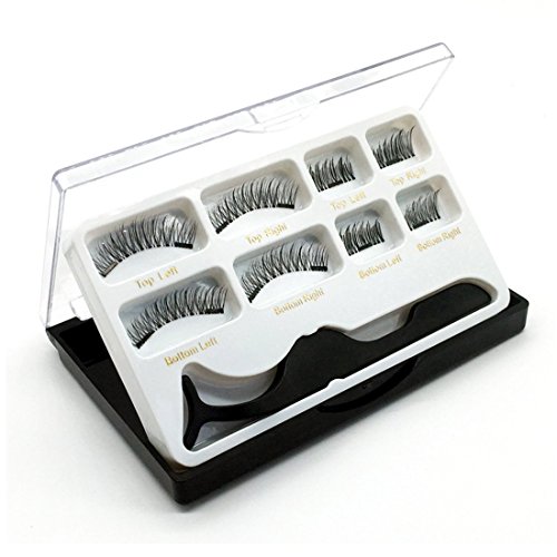 Eyelashes Magnetic Adhesives Extension Set With Applicator Tweezers Double Magnetic No Glue Needed Easy to Apply Soft False Eyelash for Natural Look (2 Pairs)