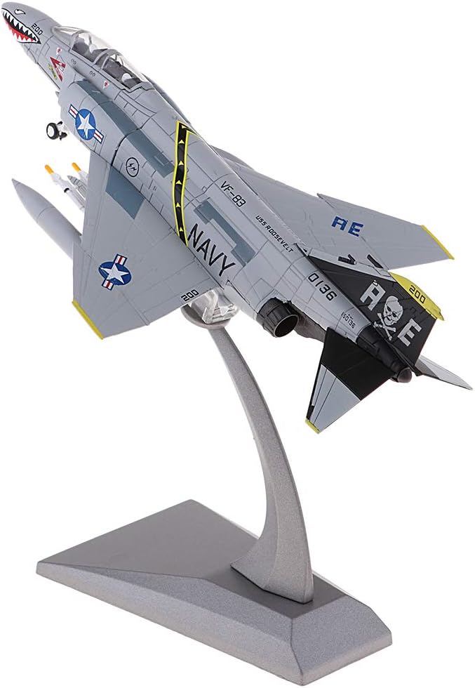chiwanji 1/100 F-4 Phantom Fighter Aircraft Diecast Model - Military Combat Air Plane on Stand - Great Collectible Display Model