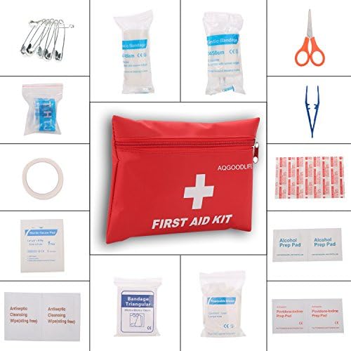 AQGOODLIFE First Aid Kit Mini Portable Emergency Kit with 45 Pieces for Home,Car,Travel,Office,Workplace,Hiking,Camping,Survival and Outdoor