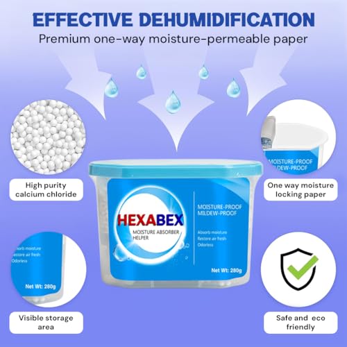 Disposable Dehumidifier Box 600ML – Moisture Absorber & Humidity Trap, Odor & Mold Remover, Fragrance-Free Calcium Chloride Desiccant for Bathroom, Kitchen, Closet & Wardrobe (Pack of 4)