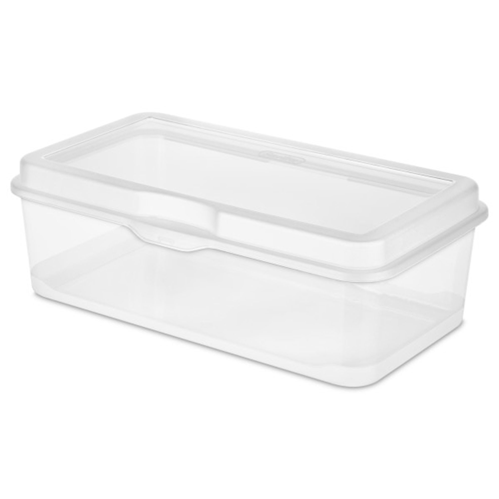 Sterilite 24-Pack Rectangular Large FlipTop, Clear Plastic Storage Box with Hinged Lid - Stackable Multipurpose Organizer for Art and Craft Supplies, Accessories, Photos & CDs, Home or Office Use