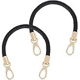 CALFOVERA 2PCS 16.3 Inch Black Short Handbag Handles Braided Purse Straps PU Leather Purse Handle Replacement with Golden Buckles for DIY Handbag Making Accessories Underarm Bags Strap Replacement