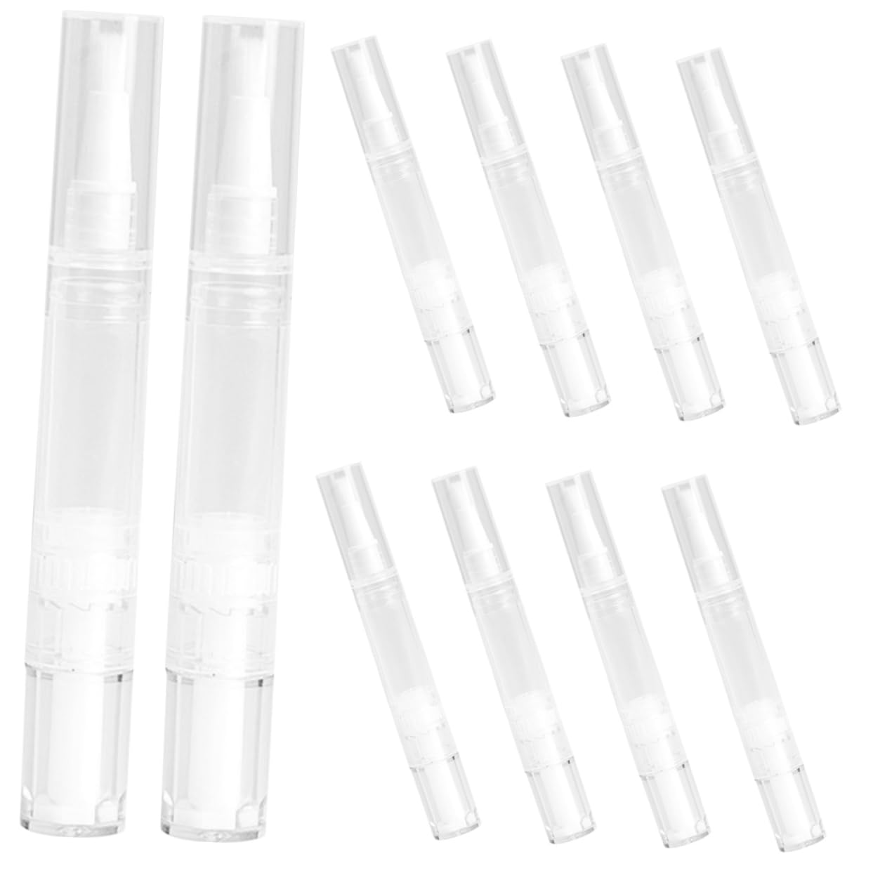 LALADEFIEE 10pcs Transparent Refillable Cosmetic Tubes with Soft Brush Tip Applicator for Lip Gloss Eyelash Nail Oil Liquid Foundation Portable Containers for Travel and Daily Use