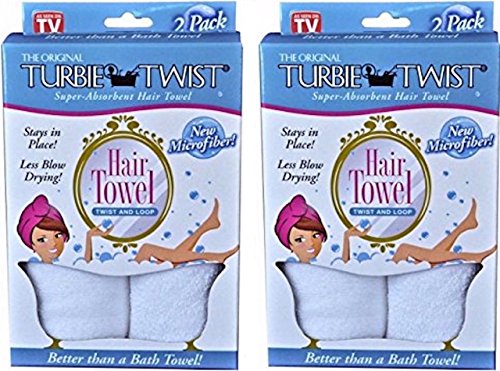 Turbie Twist Microfiber Super Absorbent Hair Towel (2 Pack)White Set Of 2