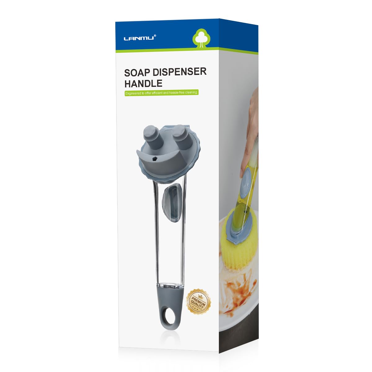 Photo 1 of LANMU Sponge Wand Compatible with Scrub Smiley Sponges, Non-Scratch Soap Dispenser Handle for Oven, Stove, Kitchen Sink Cleaning (Sponge Not Included)