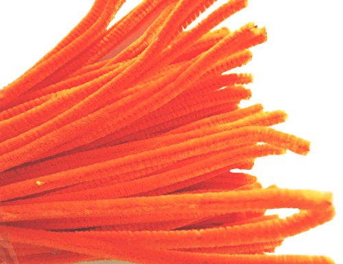 Carykon 100 Pieces Fuzzy Chenille Stems Pipe Cleaners for Arts and Crafts (Orange)