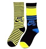 Nike SB 2 Pairs/Pack Boy's Crew Socks, Youth, Flo Green 3Y-5Y