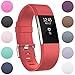 RedTaro Replacement Bands Compatible with Fitbit Charge 2, Classic & Special Edition Adjustable Sport Wristbands for Fitbit Charge 2 Women Men Large Small Red