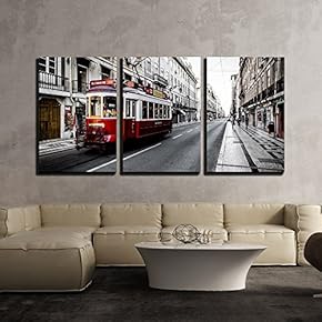 3 Piece Canvas Wall Art - Cityscape in Black and White - Modern Home Art Stretched and Framed Ready to Hang - 16"x24"x3 Panels