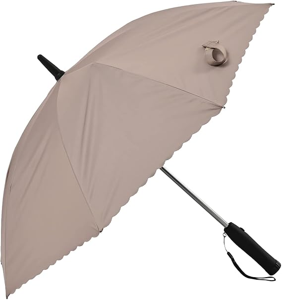 Amazon 扇風機付き日傘 完全遮光 Uvカット99 9 以上 Fan Cool ファンクール スカラップデザイン ベージュ 19インチ 日傘 おしゃれ ギフト プレゼント 長傘 通販