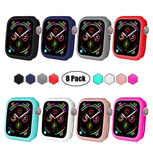 BOTOMALL for IWatch Case 38mm 42mm 40mm 44mm Premium Soft Flexible TPU Thin Lightweight Protective Bumper Cover Screen Protector for Smartwatch Series 5 Series 4 3 2(Colorful,40MM Series 4/5)