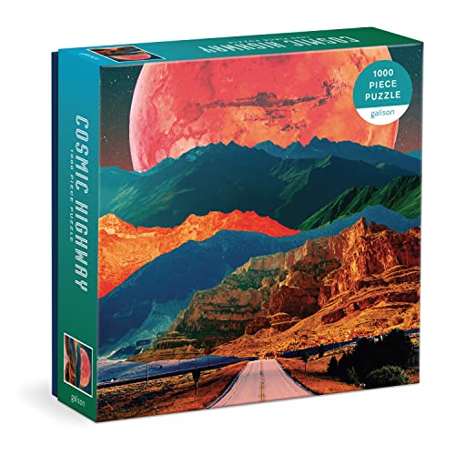 Galison Cosmic Highway – 1000 Piece Puzzle Fun and Challenging Activity with Bright and Bold Artwork of Surreal Landscapes for Adults and Families