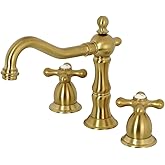 Kingston Brass KS1977AX 8 in. Widespread Bathroom Faucet, Brushed Brass, 8 x 7.56 x 7.44