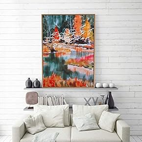 Framed Canvas Home Artwork Decoration Golden Abstract Style Canvas Wall Art for Living Room, Bedroom - 16x24 inches