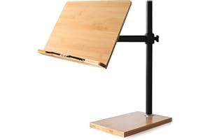 Extral Large Size Book Stand Height Adjustable, wishacc Upright Bamboo Wood Book Stand Cookbook Holder for Reading Hands Free