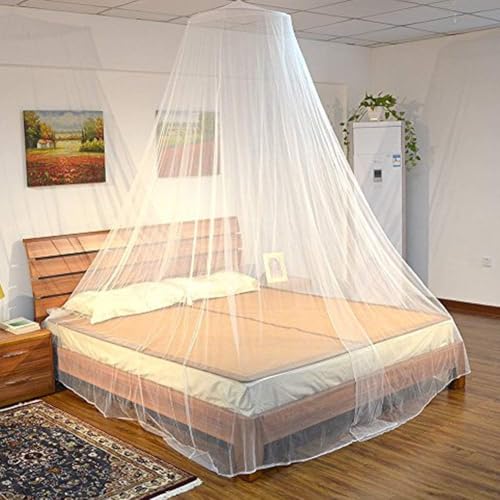 Twinkle Star Mosquito Net for Bed, 2.5M Tall Dome Bed Canopy with Fixing Nails & Rope, Fine Mesh Bed Net for Single Twin Full Queen King Size, White Canopy for Bedroom Camping Travel
