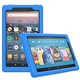 MoKo Case for All-New Amazon Fire HD 8 Tablet (7th/8th Generation, 2017/2018 Release) - Light Weight Shock Proof Soft Silicone Back Cover [Kids Friendly] for Fire HD 8, Blue