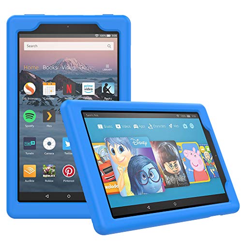 MoKo Case for All-New Amazon Fire HD 8 Tablet (7th/8th Generation, 2017/2018 Release) - Light Weight Shock Proof Soft Silicone Back Cover [Kids Friendly] for Fire HD 8, Blue