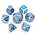 Haxtec Metal DND Dice Set Blue Metal Dice with Leather Dice Bag Polyhedral D&D Dice Compatible with Dungeons and Dragons Gifts RPG Games-Silver Blue