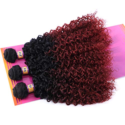 Synthetic-Weave-3-Bundles-Kinky-Curly-16-18-20-Inches-Mixed-2-Tone-Ombre-High-Temperature-Heat-Resistant-FiberT199j