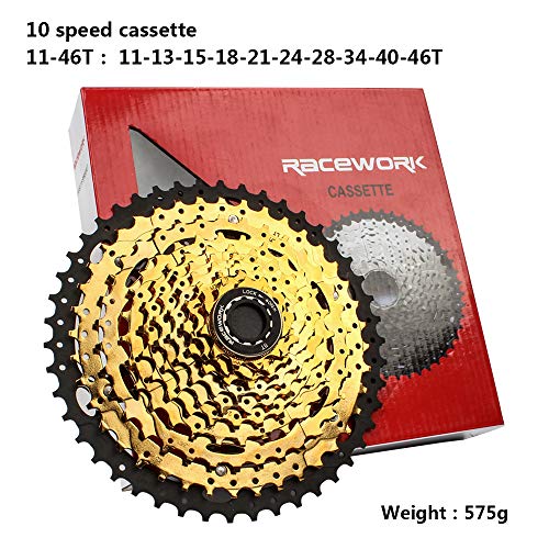 Alician RACEWORK 11-42 11-46 11-50T 11-52T 10/11/12 Speed Mountain MTB Bike Bicycle Cassette Flywheel Compatible for Sram Shimano 11 Speed 11-52T Gold Black