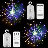 MAYBEST LED String Light, 2Pack Outdoor Hanging Starburst Light, 150 LED Bouquet Lights, Waterproof Fairy Twinkle Lights 8 Modes Dimmable with Remote Control for Garden, Patio Party (Colorful)
