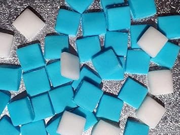 100 Edible Turquoise Blue White Minecraft Squares Tiles Pixels