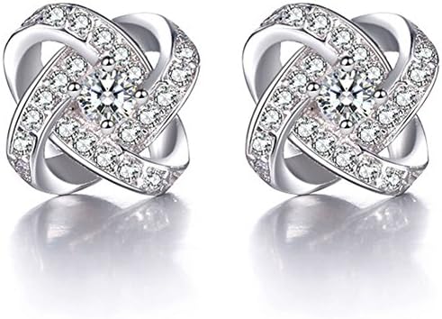 18k Rose Gold Plated Circle Halo Stud Earring with Swarovski Crystal Valentine's Jewelry Gift
