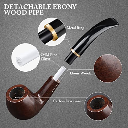 Joyoldelf Tobacco Pipe, Handmade Ebony Smoking pipe for Beginners
