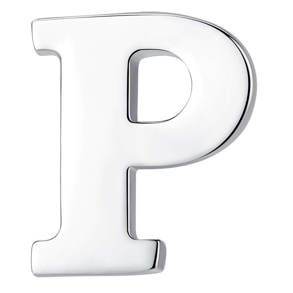 HONEY BEAR 1pc Alphabet Letters A to Z Collar Brooch Label Pins Badge for Mens' Suit/Women's Shirt for Business Gift,Silver P 0.94in