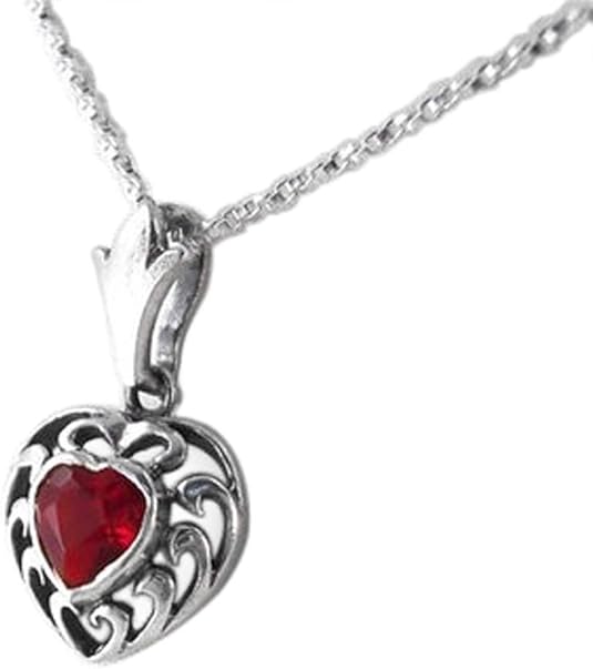 Sterling Silver Red Heart Pendant Necklace, 16 Inch Jewelry