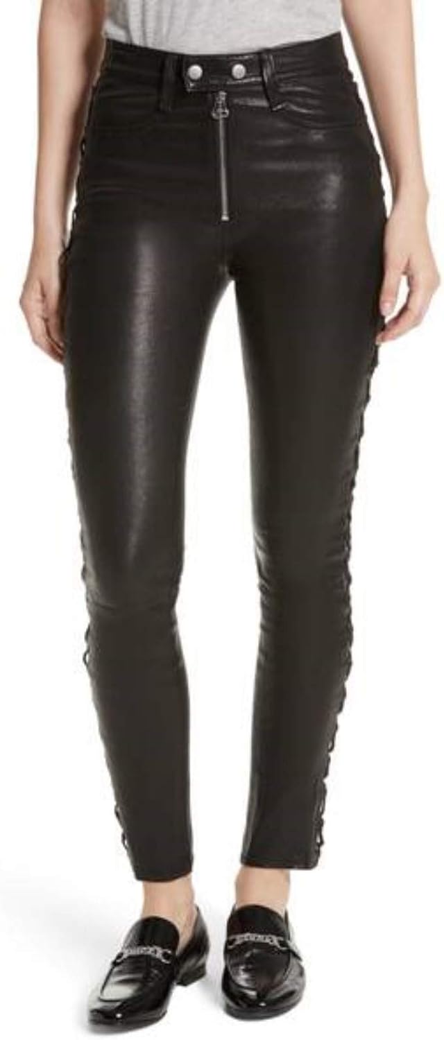 brandMe Women's Leather Pant Genuine Lambskin Skinny Slim fit Leather